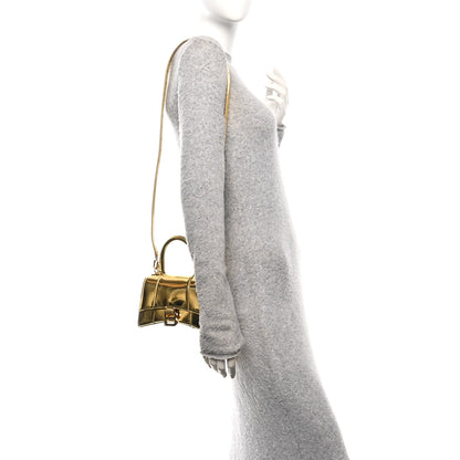 Balenciaga Mirror Calfskin Hourglass Top Handle Bag XS Gold 2 of 11