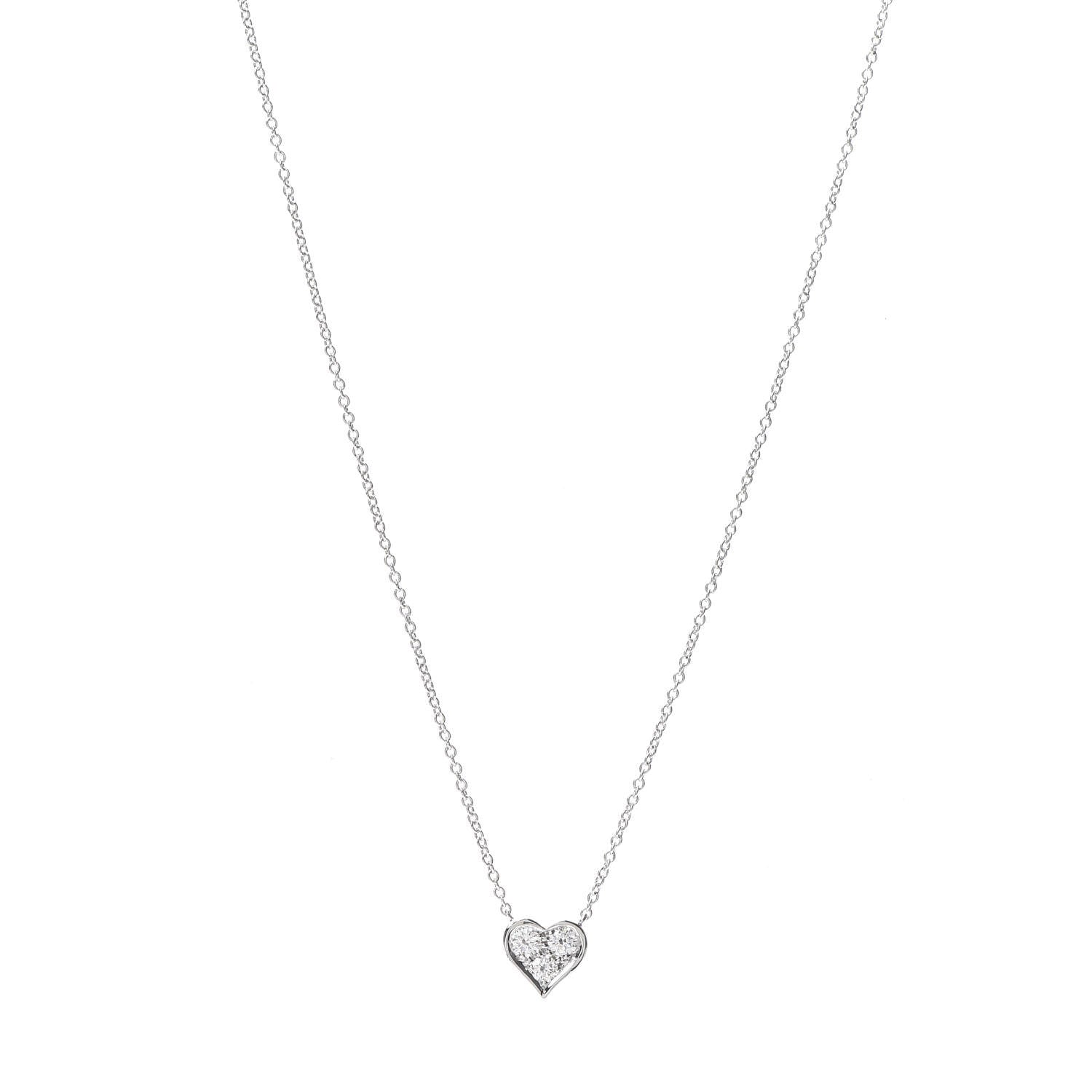 Tiffany Platinum Diamond Heart Pendant Necklace 1 of 6