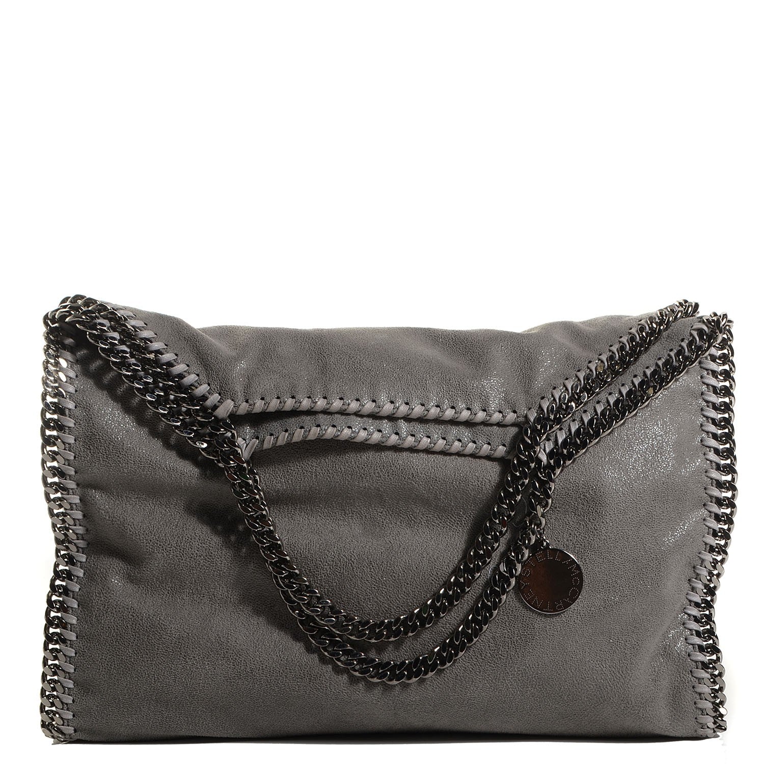 Stella McCartney Faux Leather Shaggy Deer Falabella Fold Over Tote Grey 1 of 9
