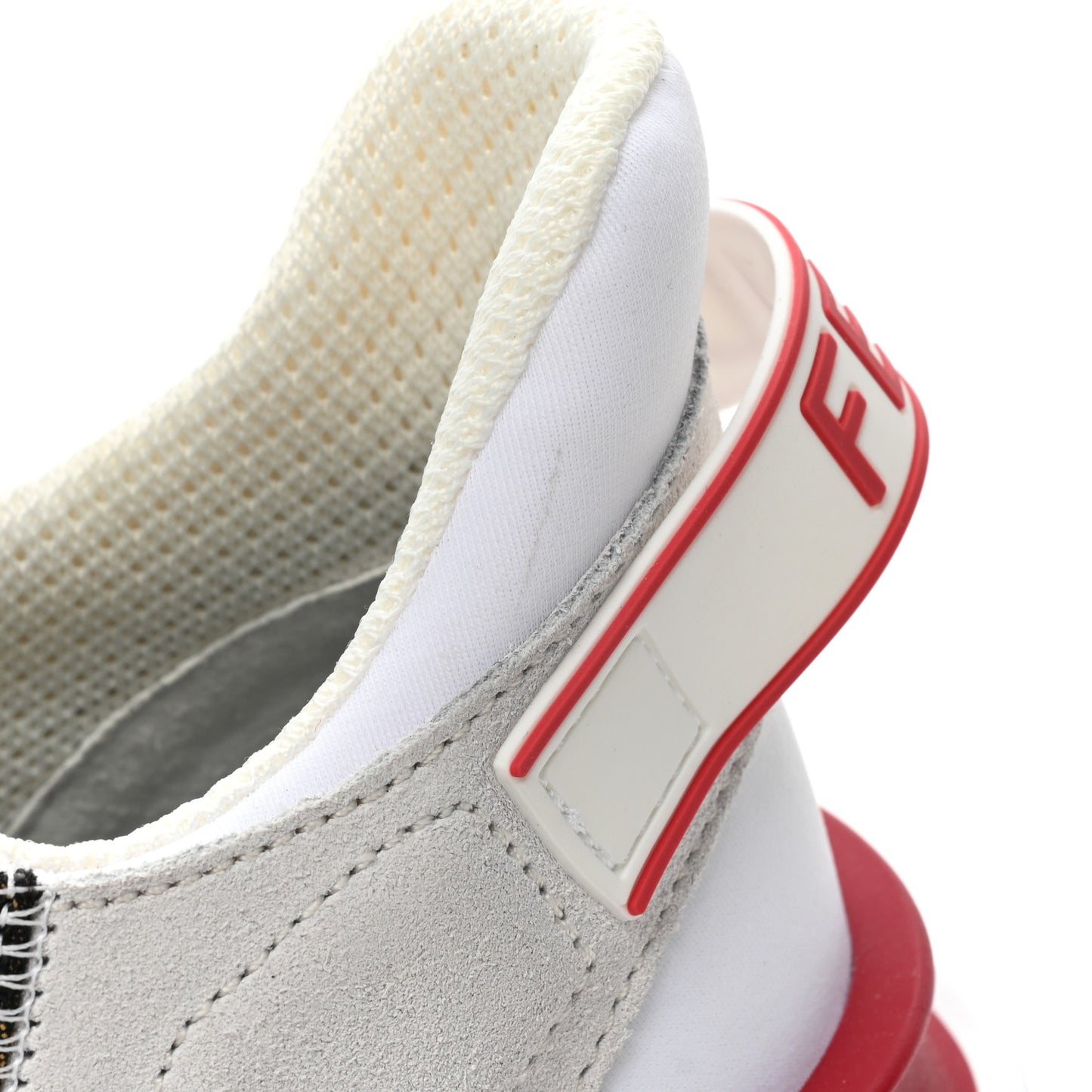 Vitello Fabric Jacquard Sued FF Mens Fendi Flow Low Top Sneakers 9.5 Ultra White Tabacco Black White