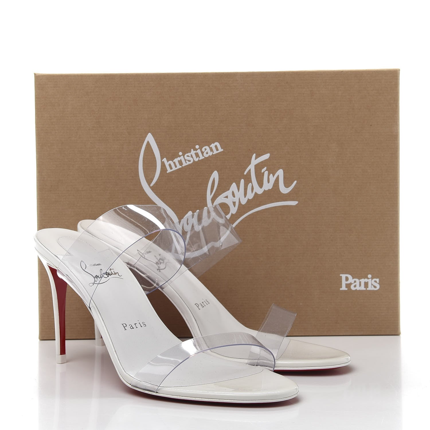 Christian Louboutin Patent PVC Just Nothing 85 Slide Sandals 39 Bianco 8 of 8