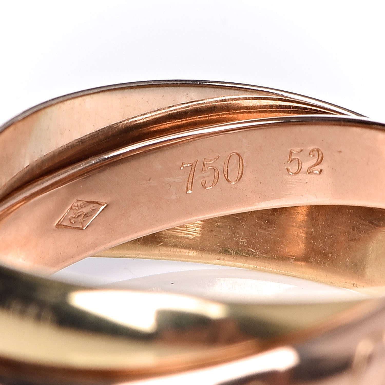 Cartier 18K Pink Yellow White Gold Classic Les Must De Trinity Ring 52 6 4 of 5