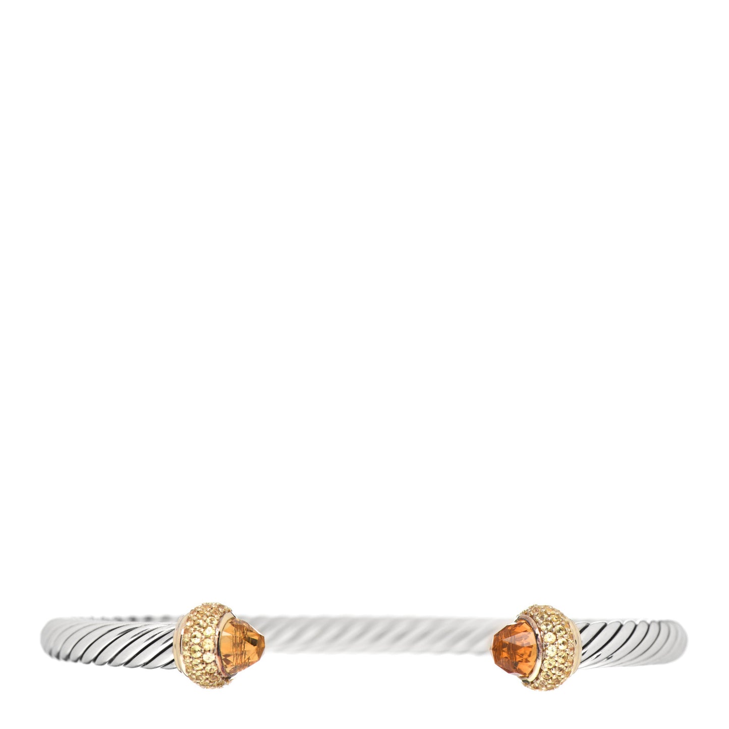 Sterling Silver 18K Yellow Gold Citrine Yellow Sapphire 5mm Candy Cable Bracelet
