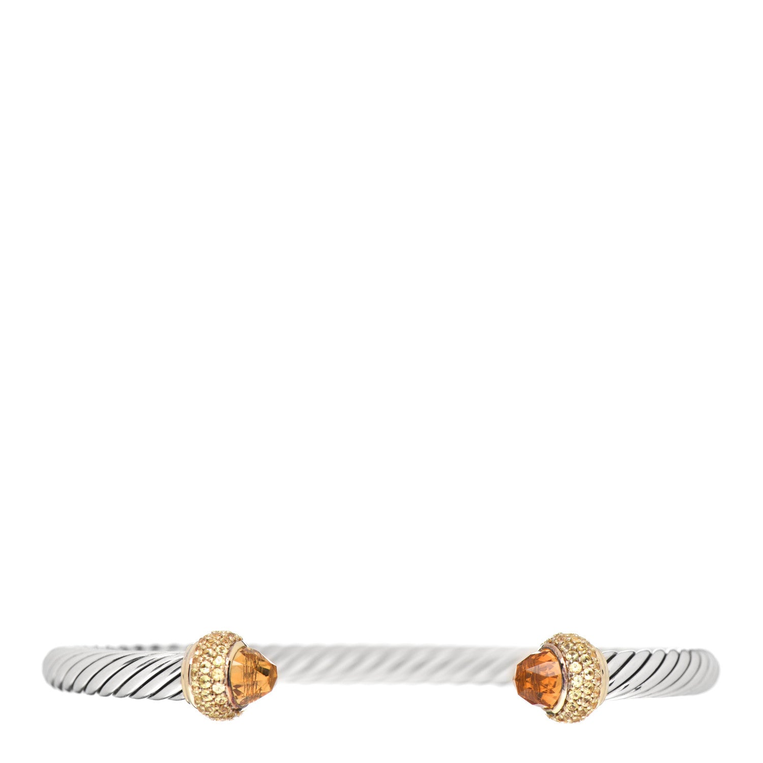 David Yurman Sterling Silver 18K Yellow Gold Citrine Yellow Sapphire 5mm Candy Cable Bracelet 1 of 4
