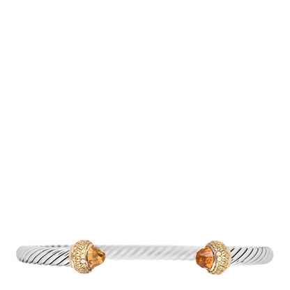 David Yurman Sterling Silver 18K Yellow Gold Citrine Yellow Sapphire 5mm Candy Cable Bracelet 1 of 4
