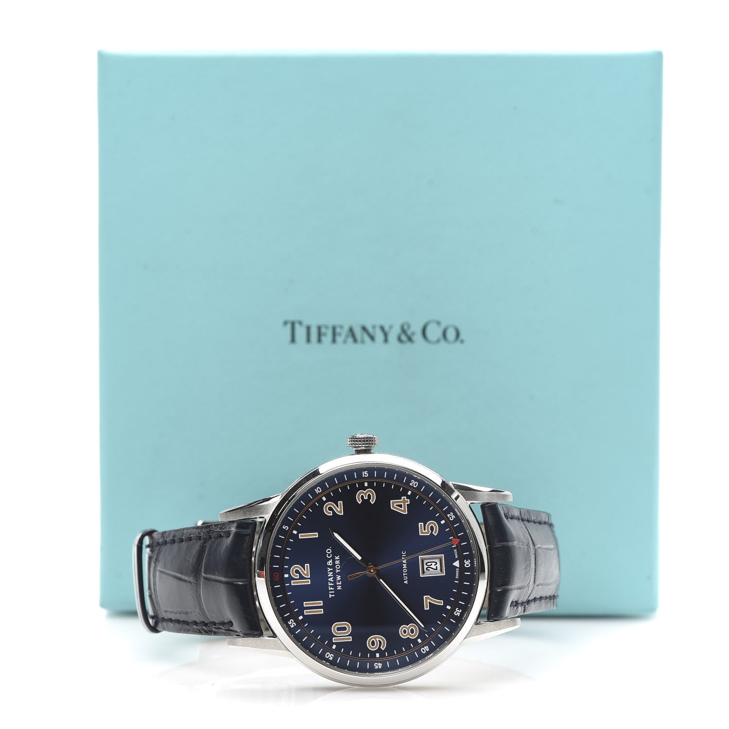 Tiffany Stainless Steel Alligator 40mm CT60 3-Hand Automatic Watch Blue 9 of 9