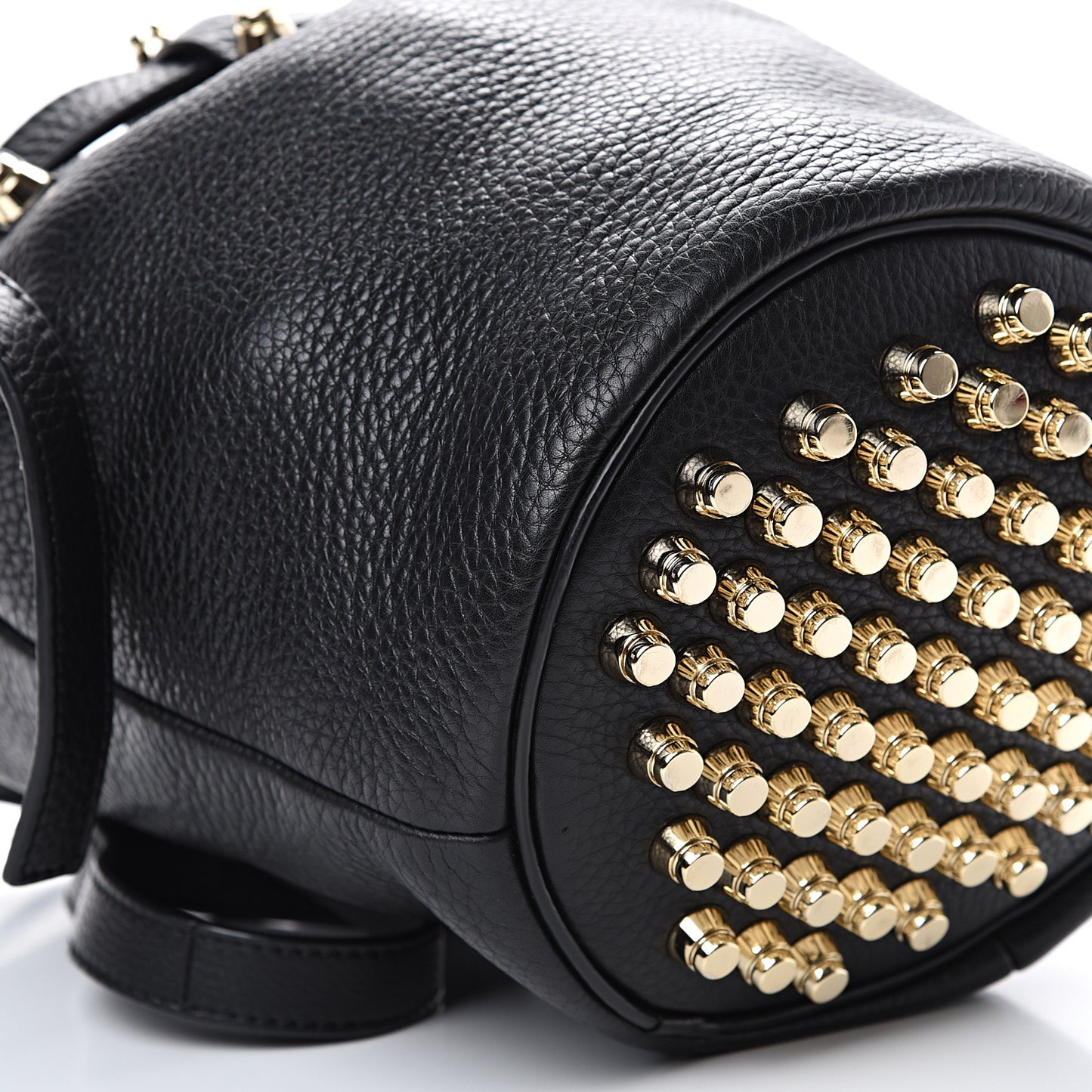 Pebbled Lambskin Diego Bucket Black Gold Hardware