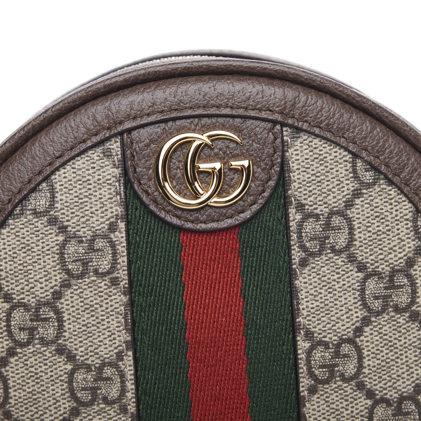 GG Supreme Monogram Web Mini Ophidia Round Backpack Brown