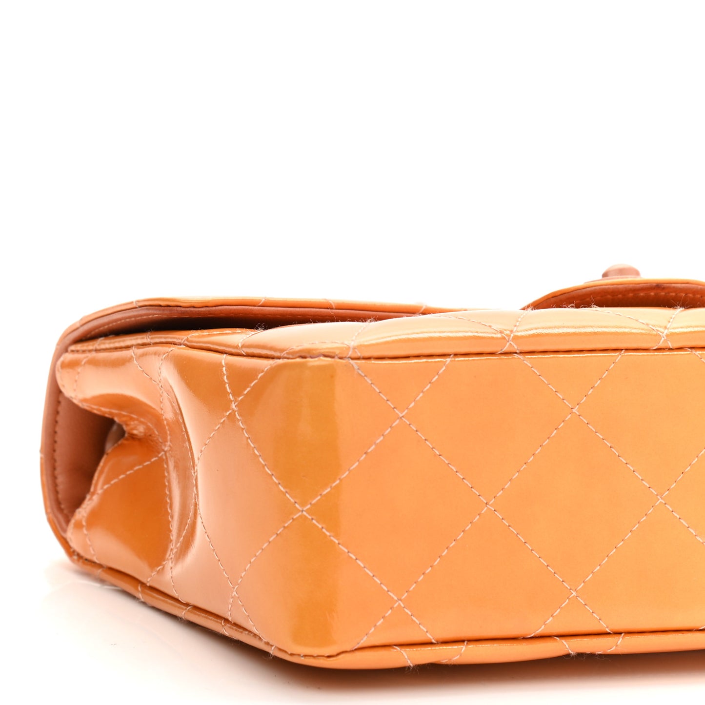 Patent Quilted Mini Rectangular Flap Orange