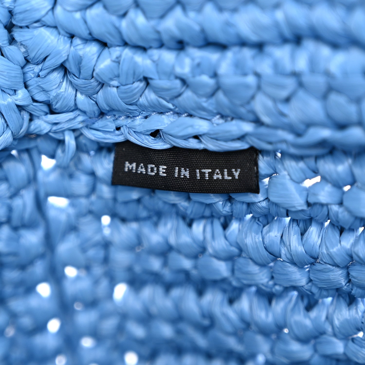 Prada Yarn Raffia Effect Crochet Small Logo Tote Celeste Blue 7 of 10