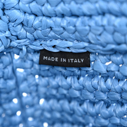 Prada Yarn Raffia Effect Crochet Small Logo Tote Celeste Blue 7 of 10