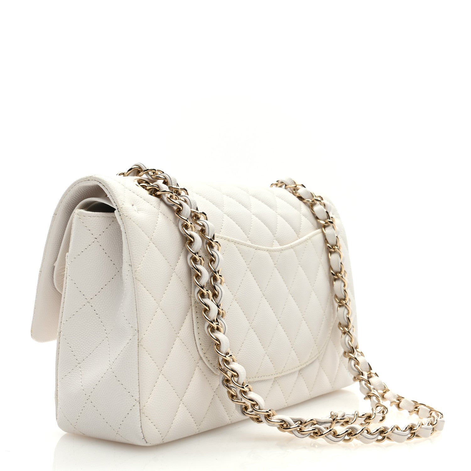 Chanel Caviar Quilted Medium Double Flap White 3 of 9