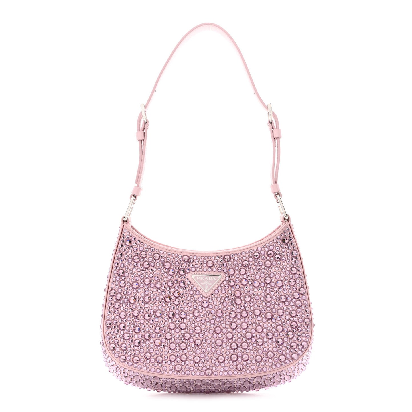 Satin Crystal Cleo Adjustable Strap Shoulder Bag Alabastro
