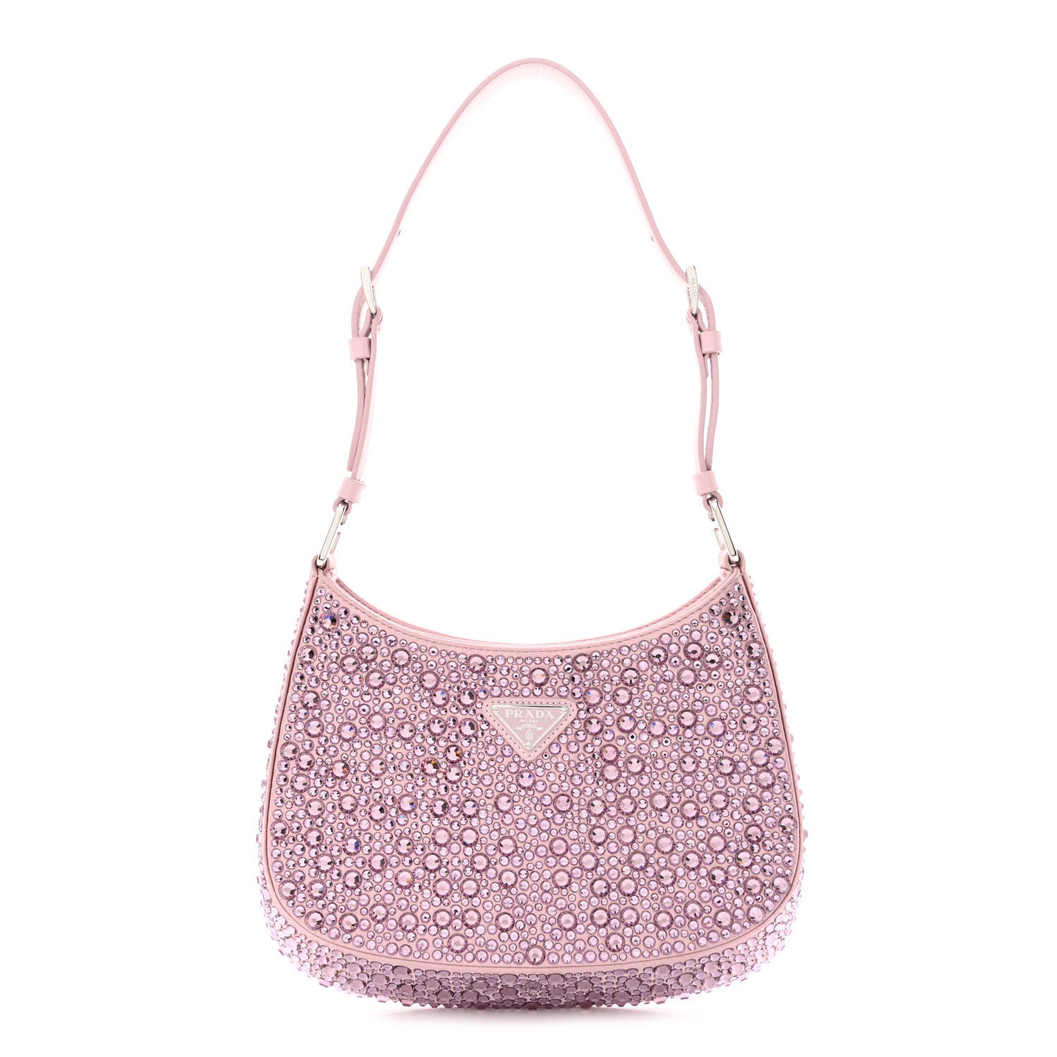 Prada Satin Crystal Cleo Adjustable Strap Shoulder Bag Alabastro 1 of 10