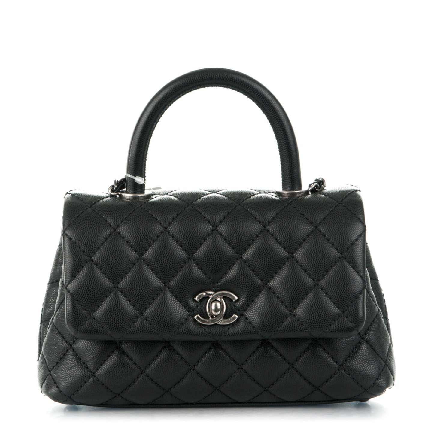 Caviar Quilted Mini Coco Handle Flap Black