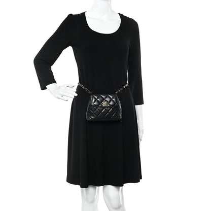 Chanel Lambskin Quilted Mini Flap Waist Belt Bag Black 2 of 11