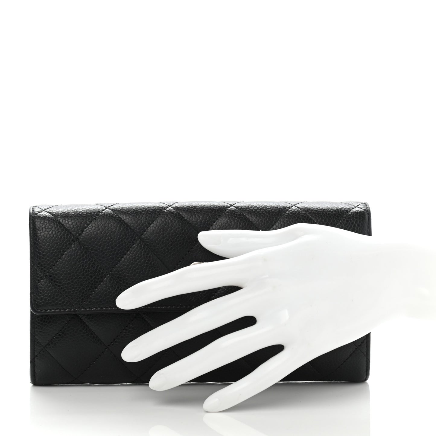Caviar Quilted Large Flap Wallet Black