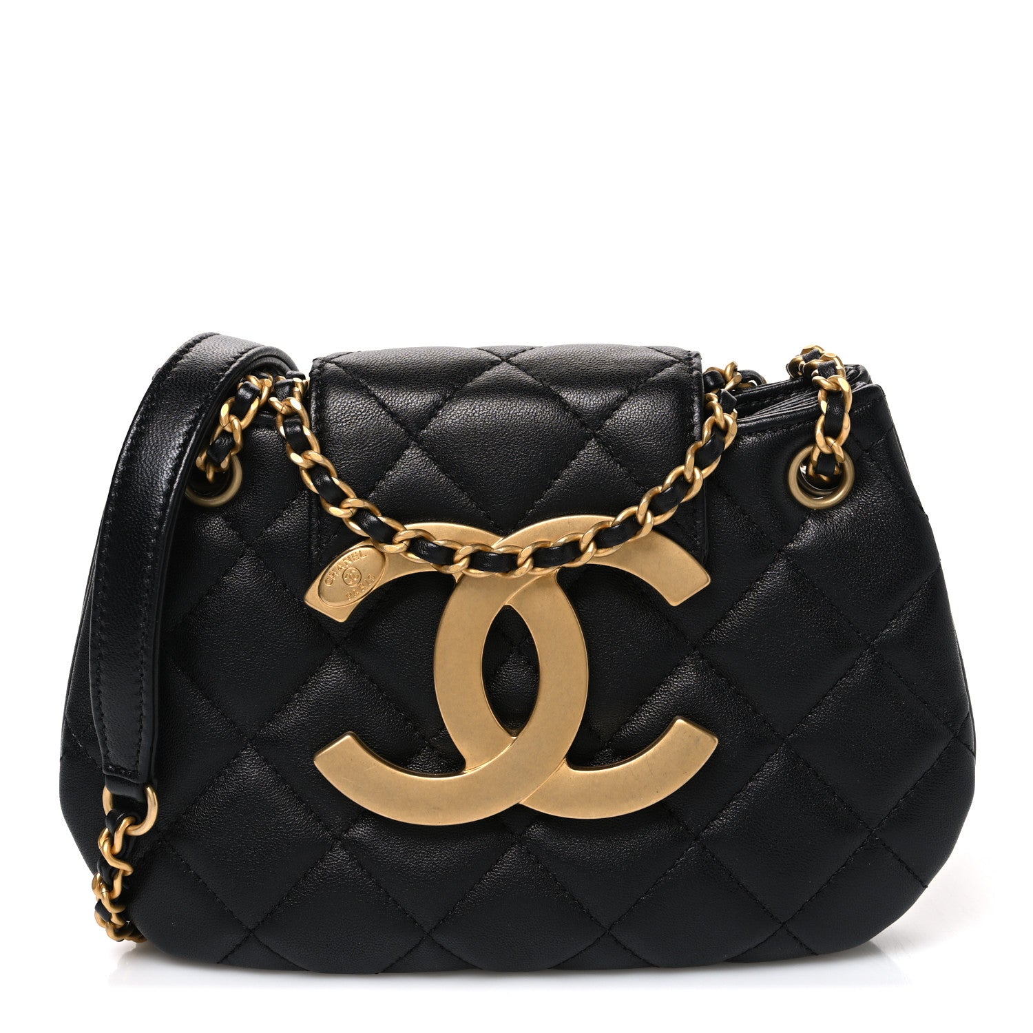 Chanel Lambskin Quilted Small Giant CC Flap Bag Black 1 of 10