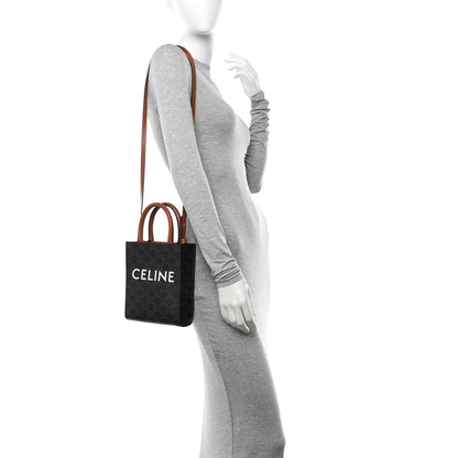 Celine Triomphe Canvas Calfskin Mini Vertical Cabas Tan 2 of 8