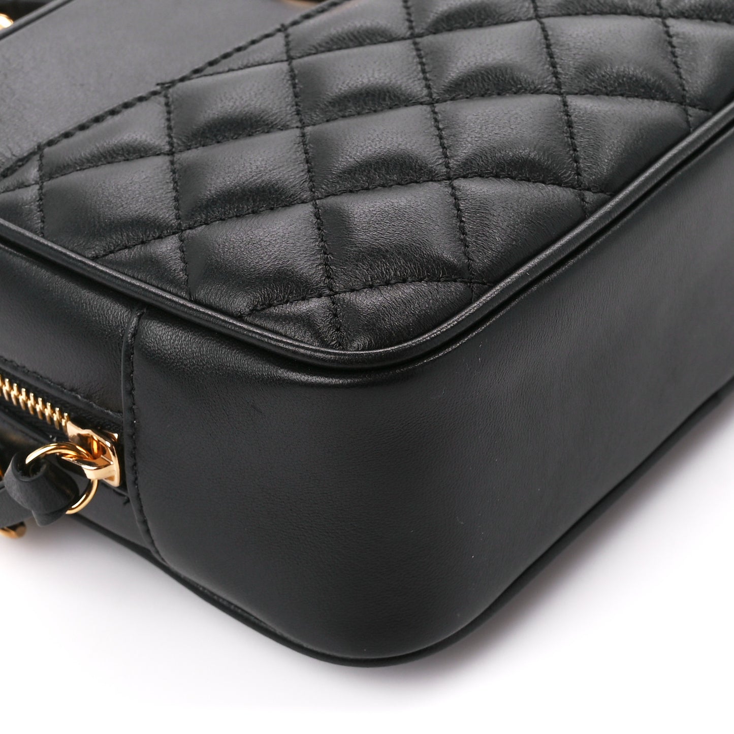 Nappa Quilted Medium Medusa Camera Bag Black