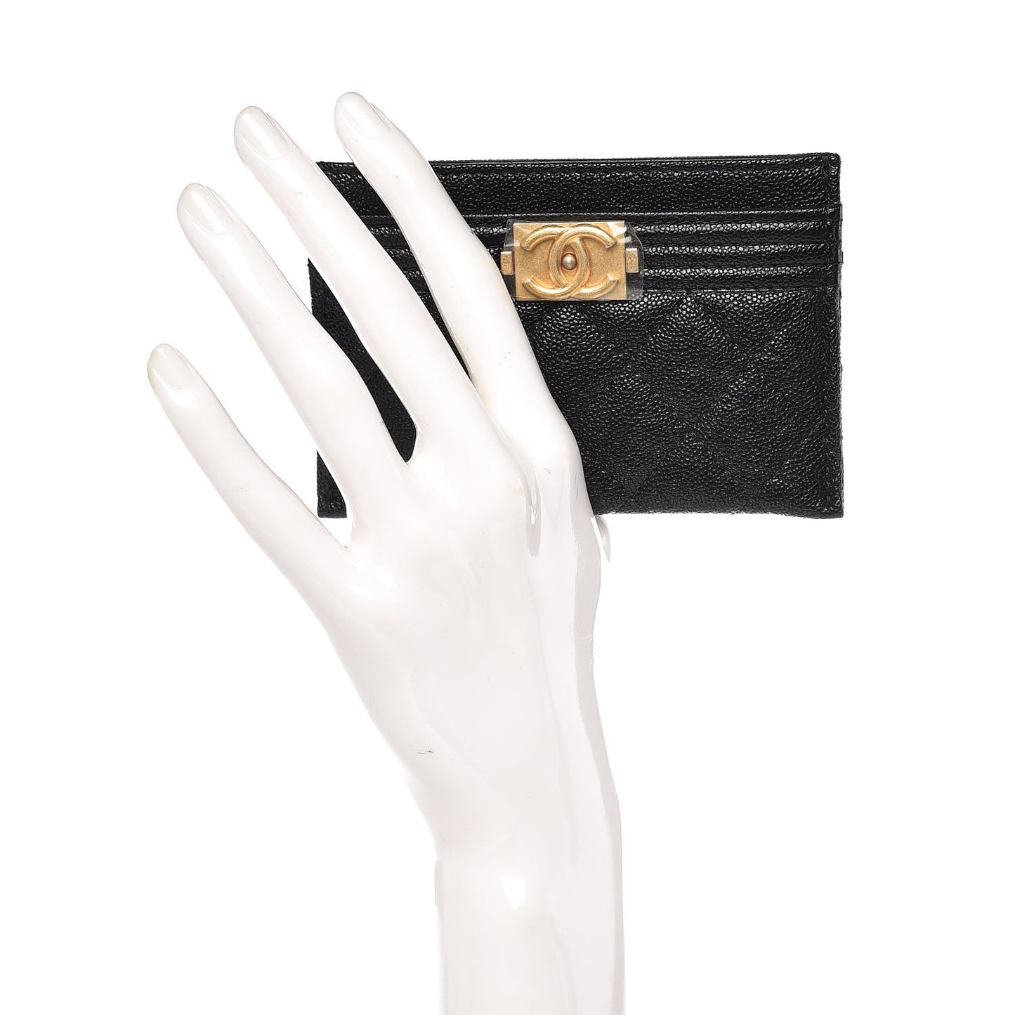 Caviar Quilted Boy Card Holder Black