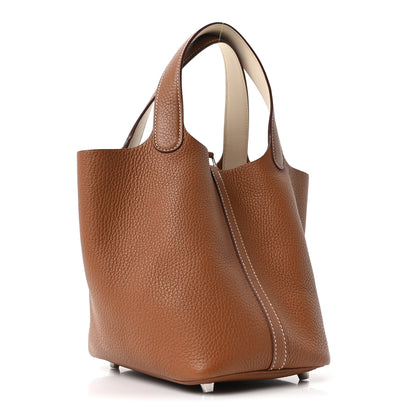 Hermes Taurillon Clemence Swift Eclat Picotin Lock 18 PM Gold Nata 3 of 10