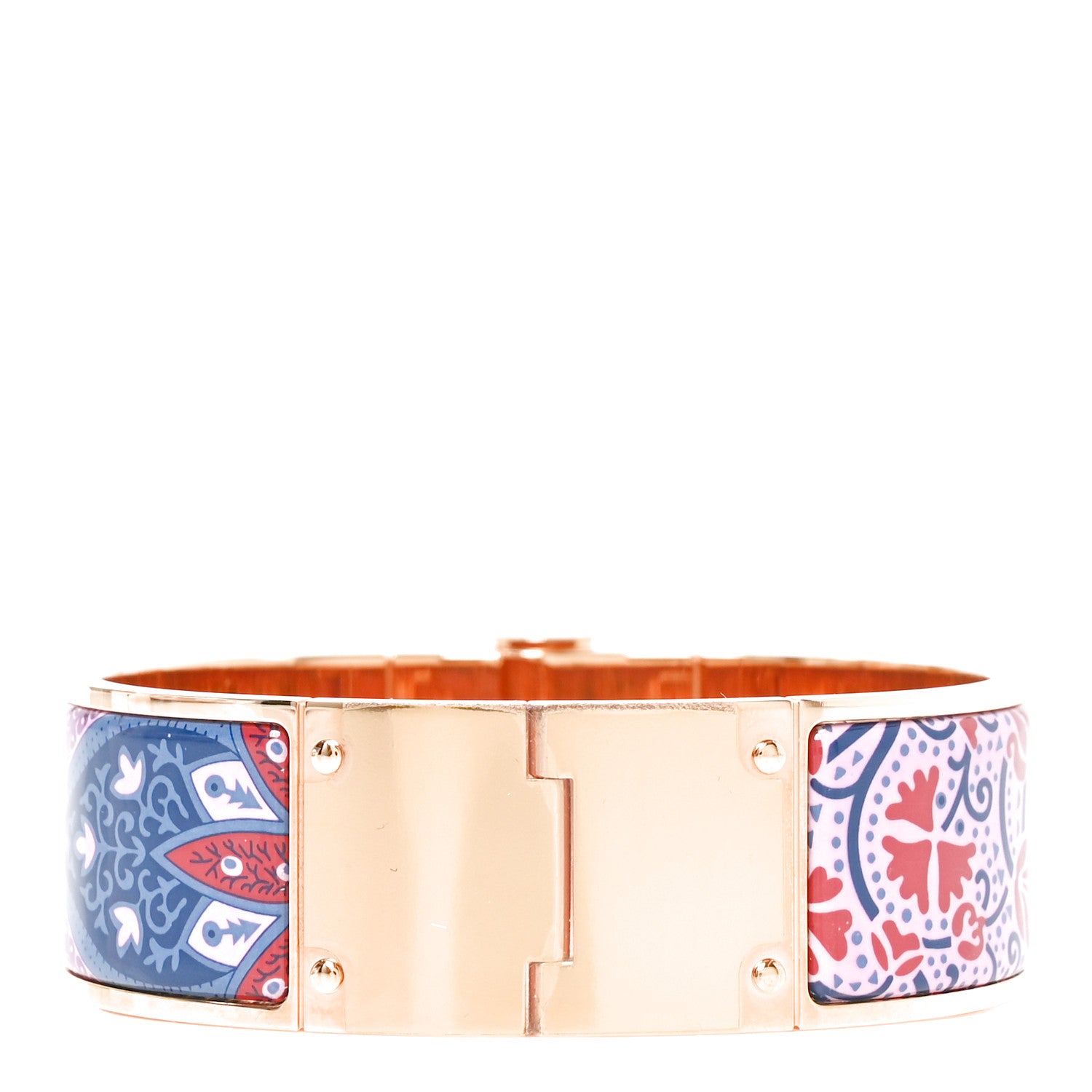 Hermes Enamel Printed Wide Cachemire Fleuri Hinged Bracelet L Surnaturel 3 of 4