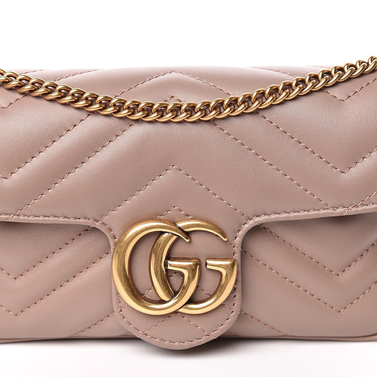 Calfskin Matelasse Super Mini GG Marmont Shoulder Bag Porcelain Rose