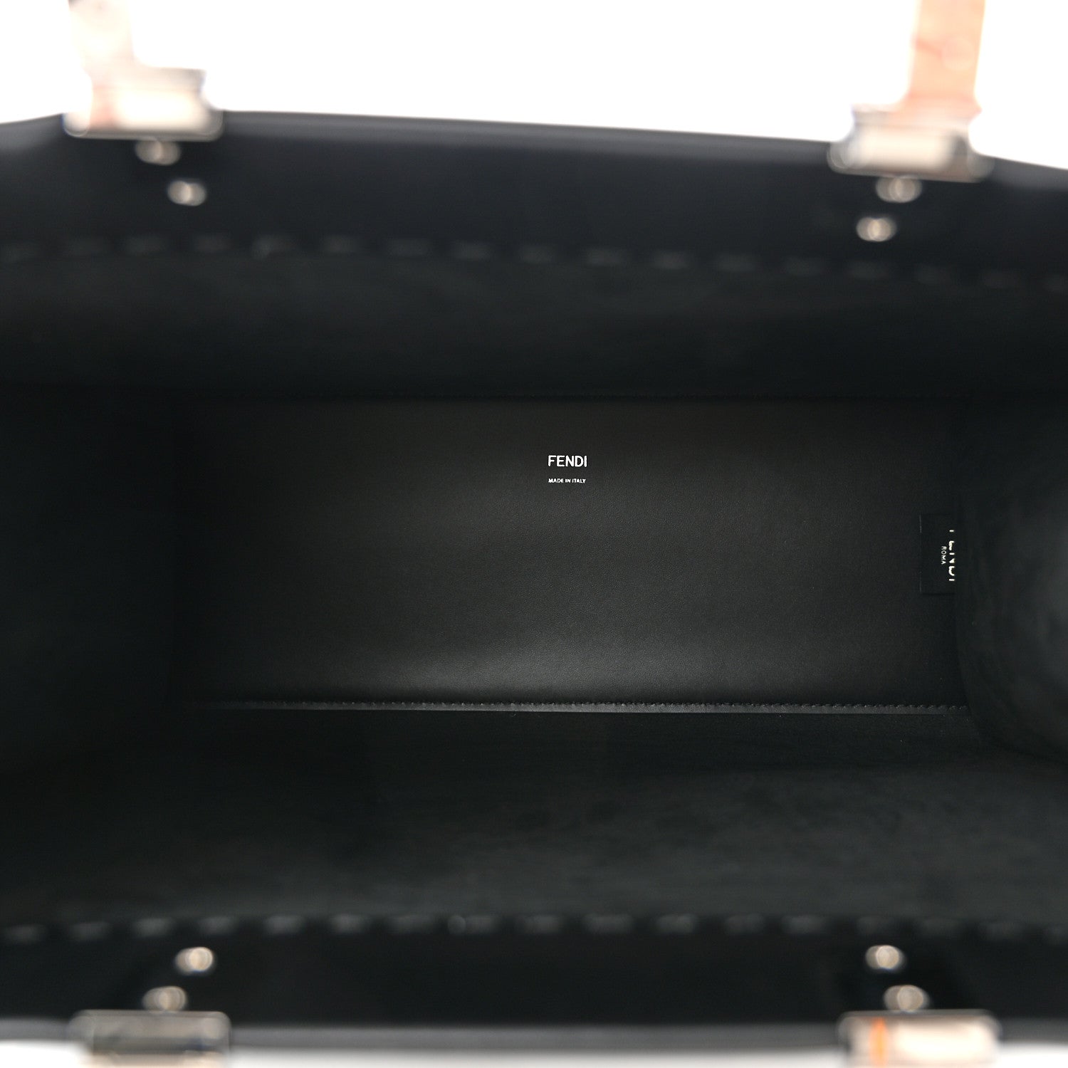 Fendi Vitello King Plexiglass Medium Fendi Sunshine Shopper Tote Black White 5 of 11
