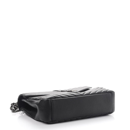 Saint Laurent Sheepskin Matelasse Chevron Monogram Large College Satchel Black 4 of 9