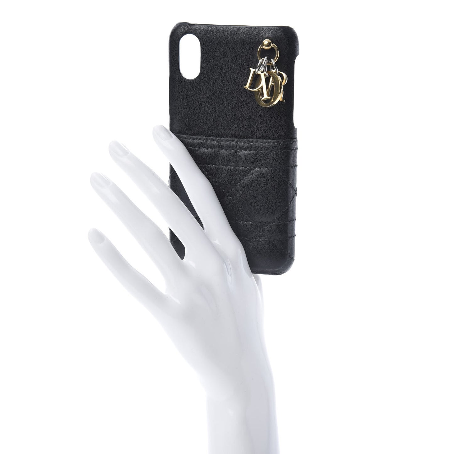 Lambskin Cannage Lady Dior Tech iPhone X XS Case Black