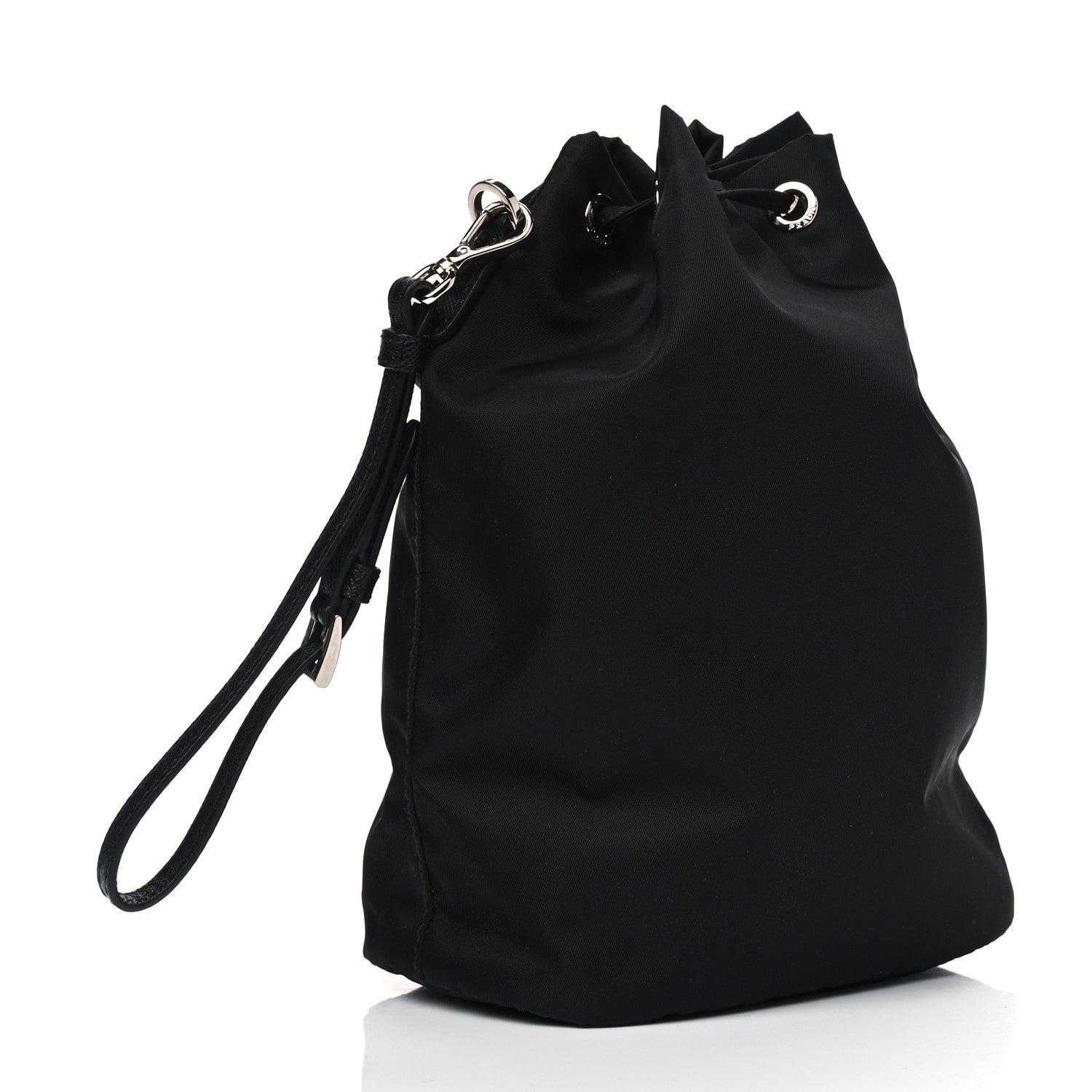 Prada Saffiano Tessuto Nylon Vela Bucket Wristlet Black 2 of 4