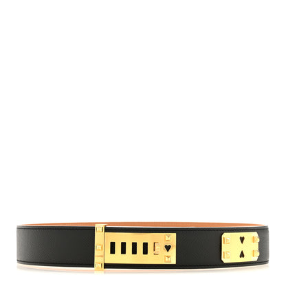 Hermes Epsom 35mm Collier de Chien As De Coeur 75 30 Black Gold 1 of 5