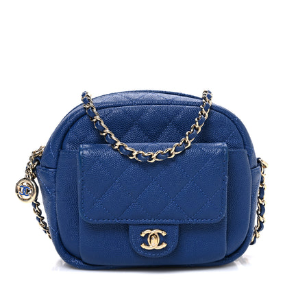 Chanel Caviar Quilted CC Day Camera Case Blue 1 of 10