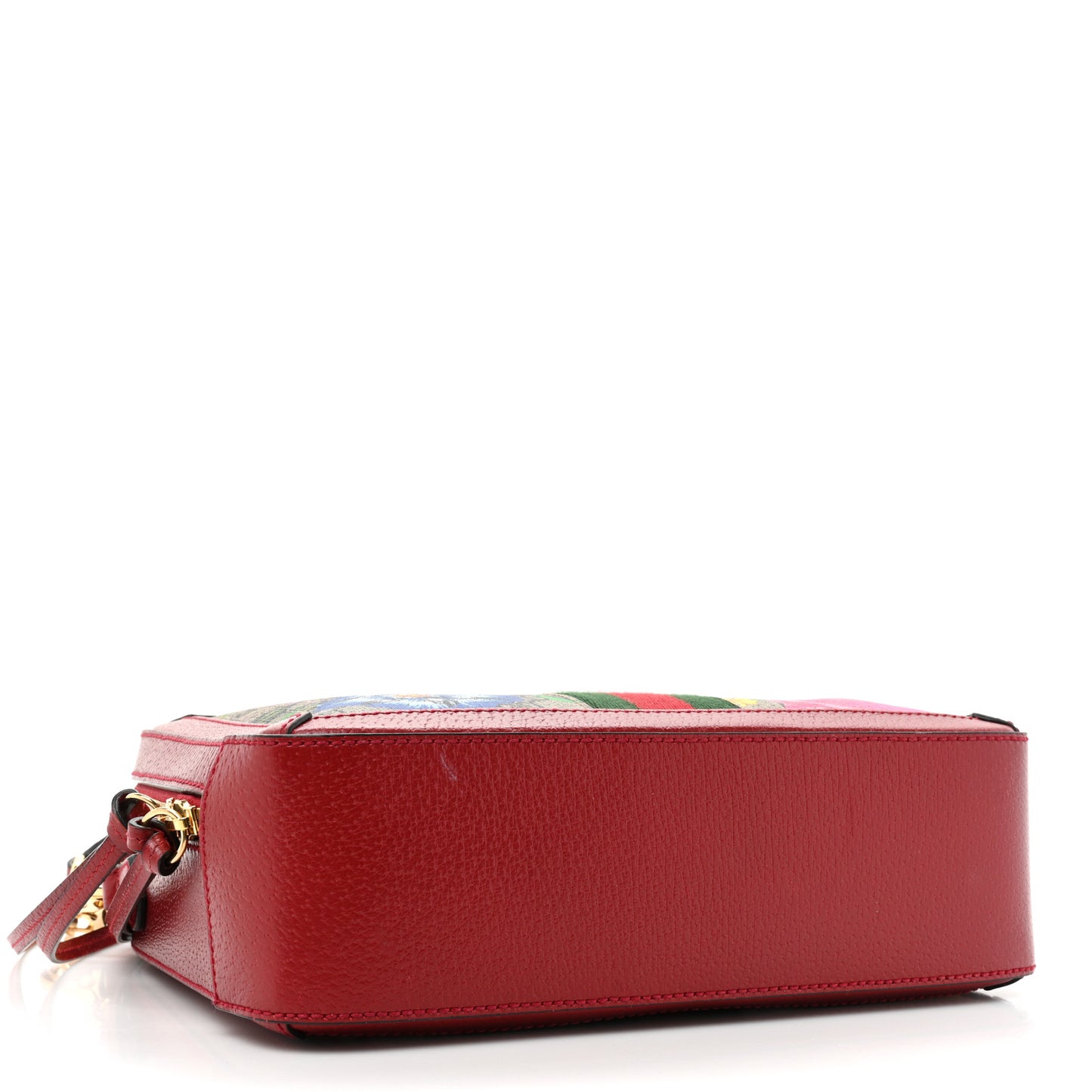GG Supreme Monogram Flora Web Small Ophidia Top Handle Shoulder Bag Hibiscus Red