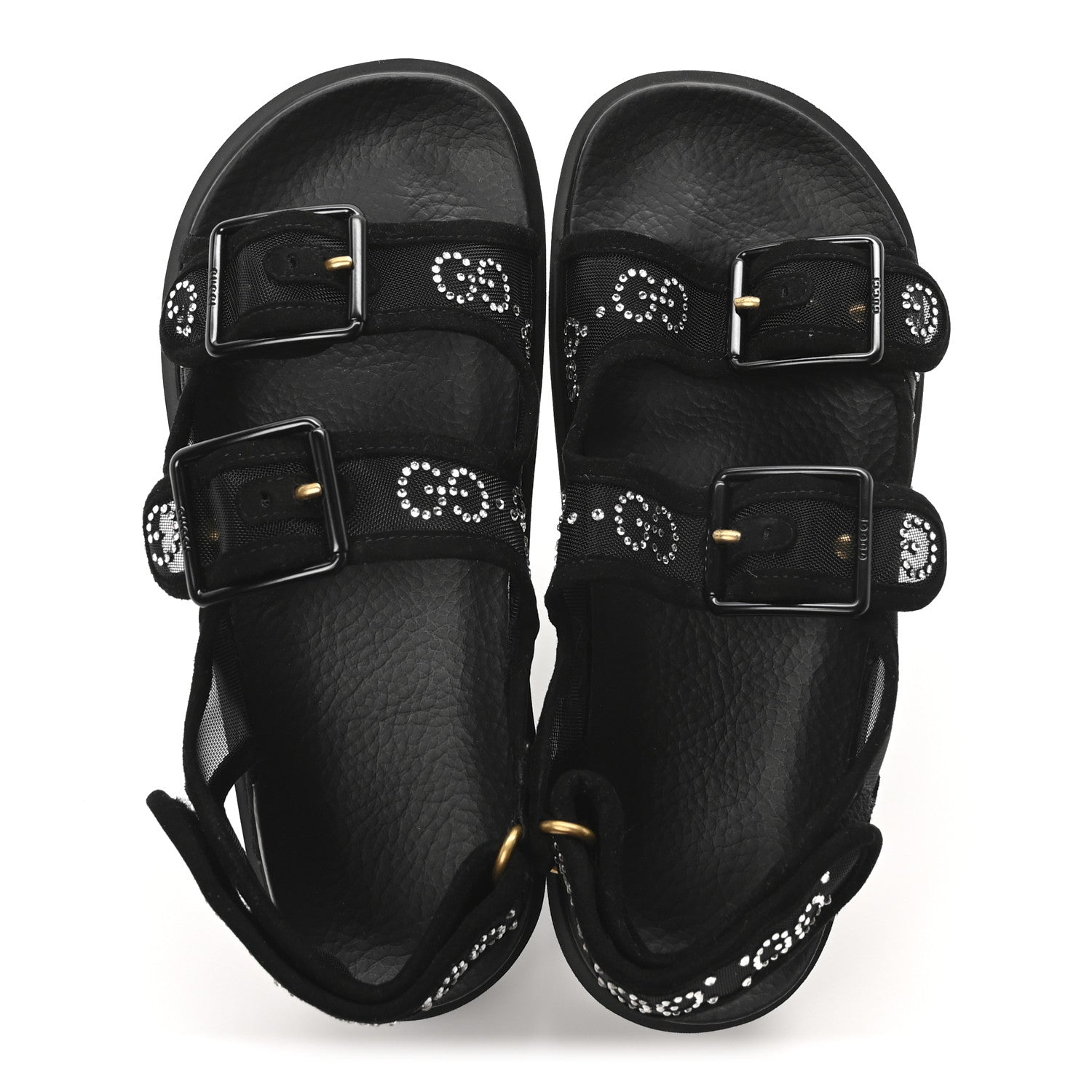 Gucci Tela Retino Kid Scamosciato Crystal GG Monogram Womens Dad Sandals 36 Black 2 of 8