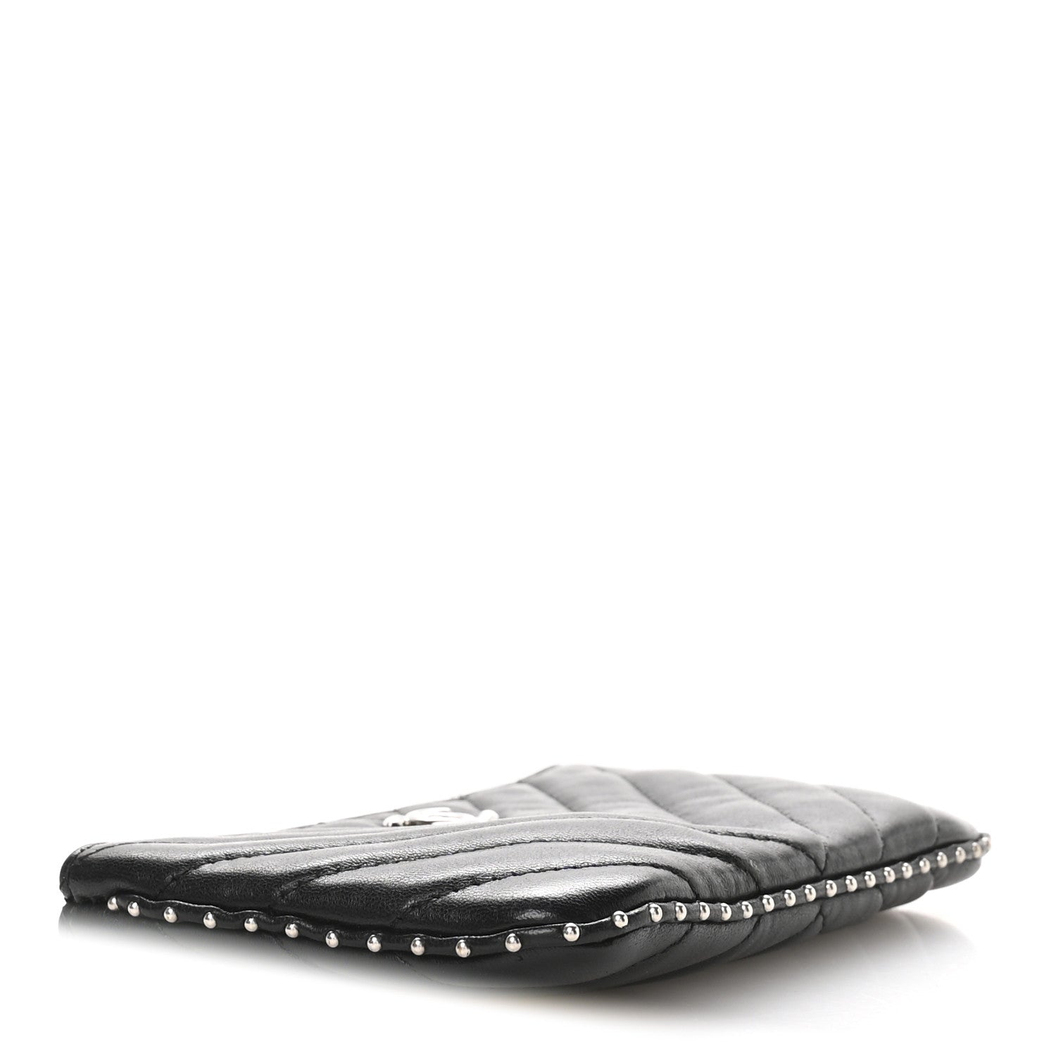 Chanel Lambskin Chevron Quilted Studded Small Cosmetic Case Black 4 of 8