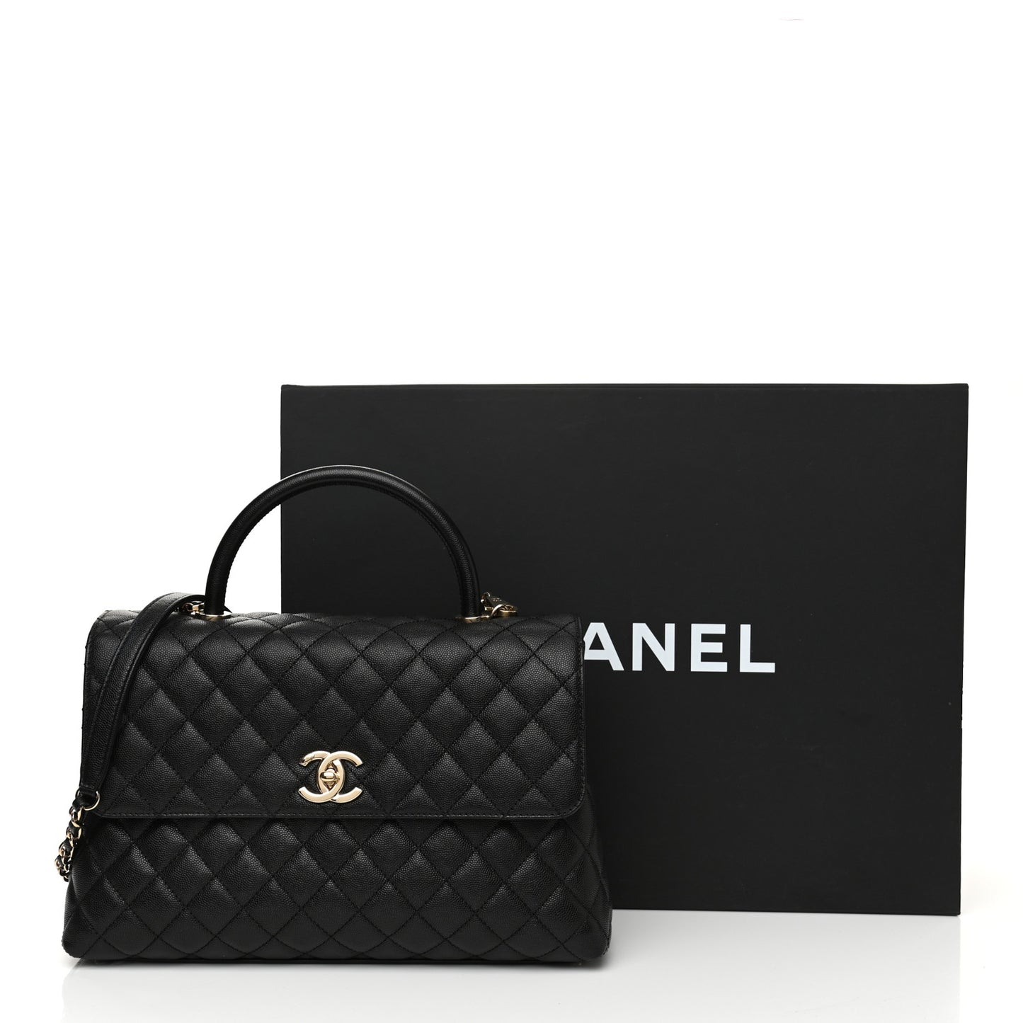 Caviar Quilted Medium Coco Handle Flap Black