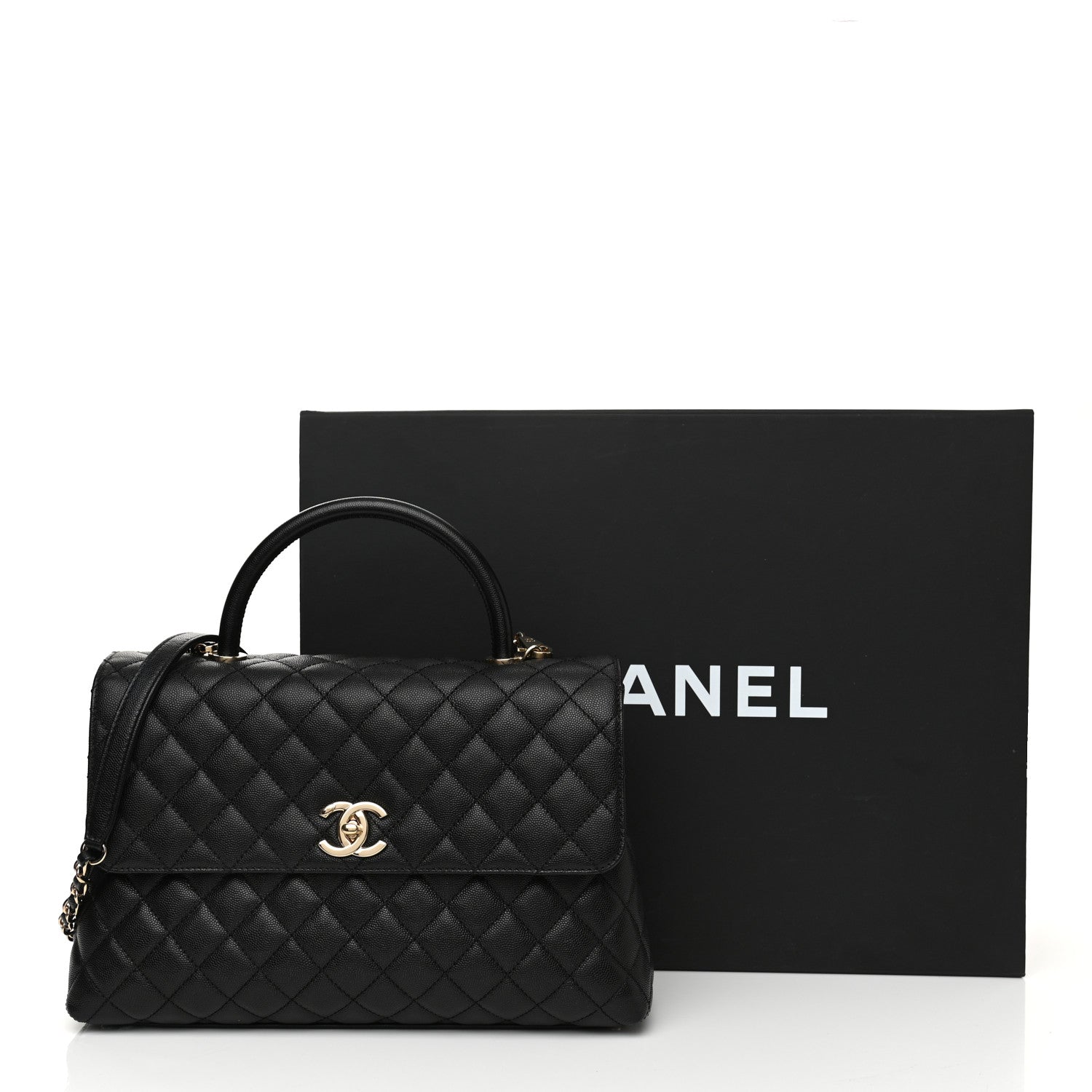 Chanel Caviar Quilted Medium Coco Handle Flap Black 26 of 27