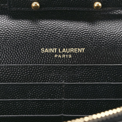 Saint Laurent Grain De Poudre Matelasse Chevron Monogram Chain Wallet Black 6 of 11
