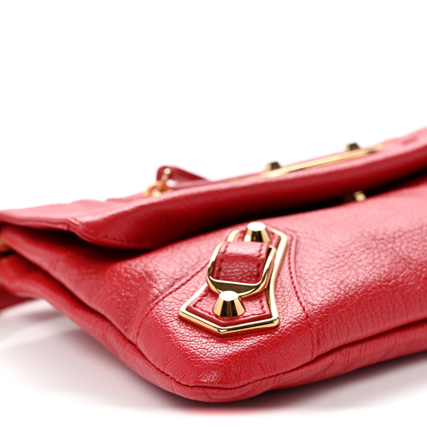 Balenciaga Chevre Gold Metallic Edge Hardware Envelope Clutch Rouge Grenade 10 of 11