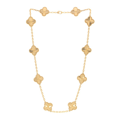 Van Cleef & Arpels 18K Yellow Gold 10 Motifs Guilloche Vintage Alhambra Necklace 3 of 5