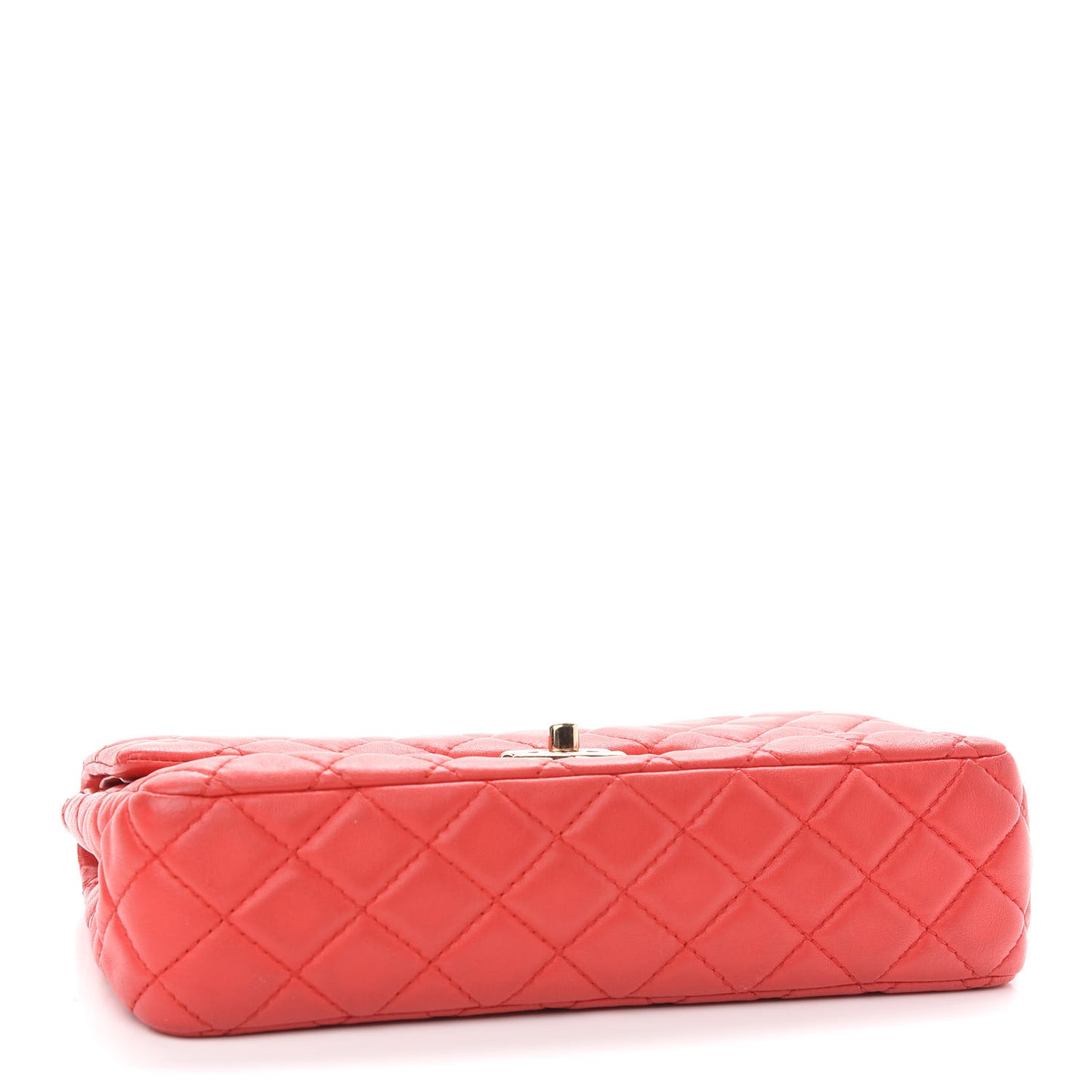 Lambskin Quilted Medium Double Flap Red