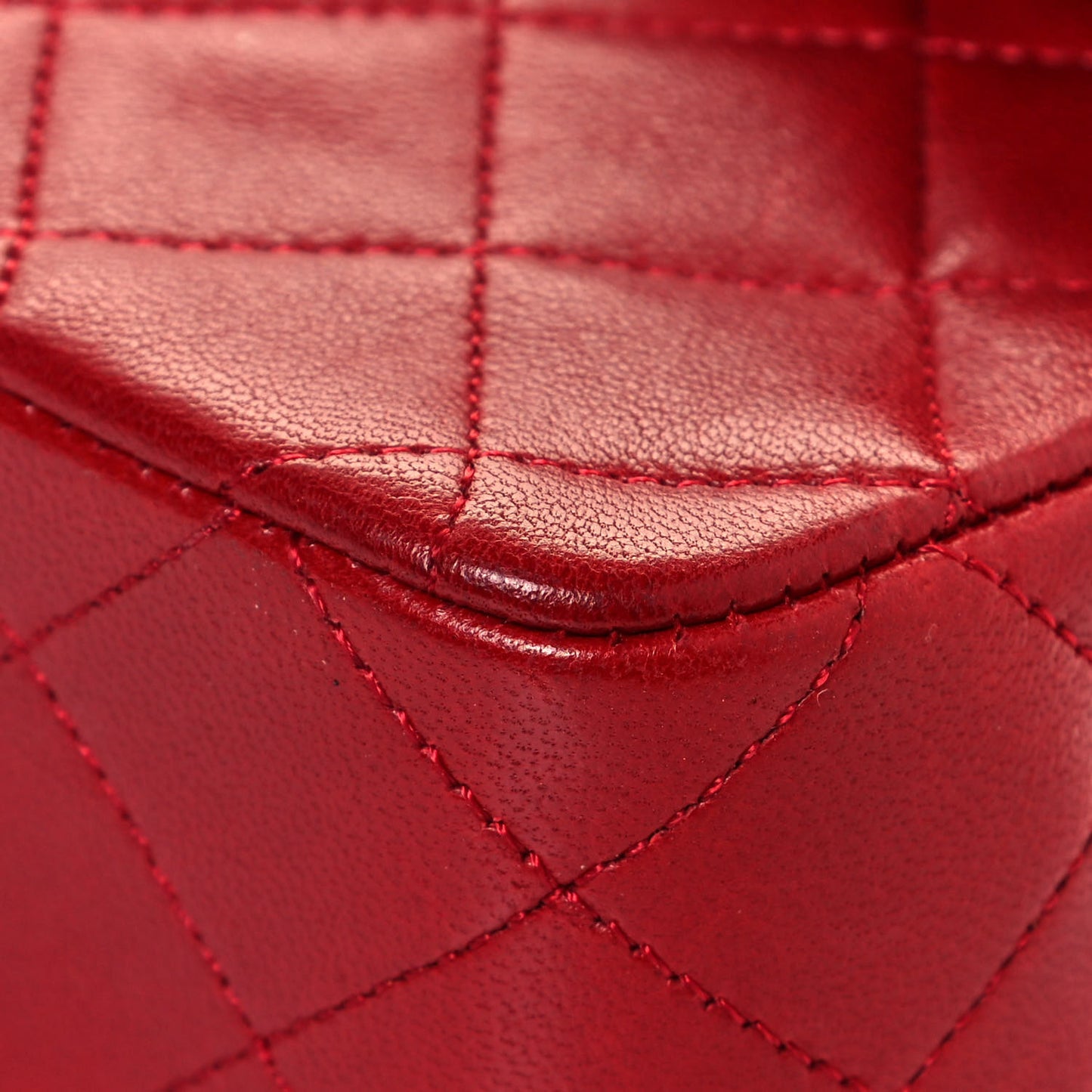 Lambskin Quilted Small Double Flap Red