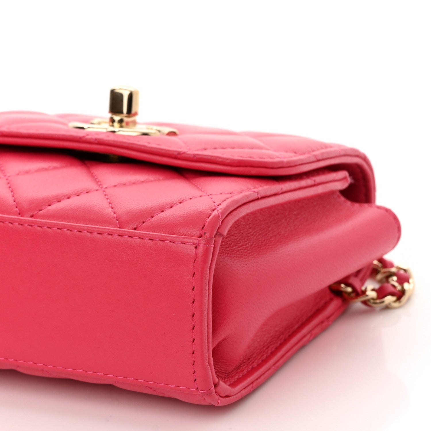 Chanel Lambskin Quilted Mini Trendy CC Clutch With Chain Dark Pink 10 of 10