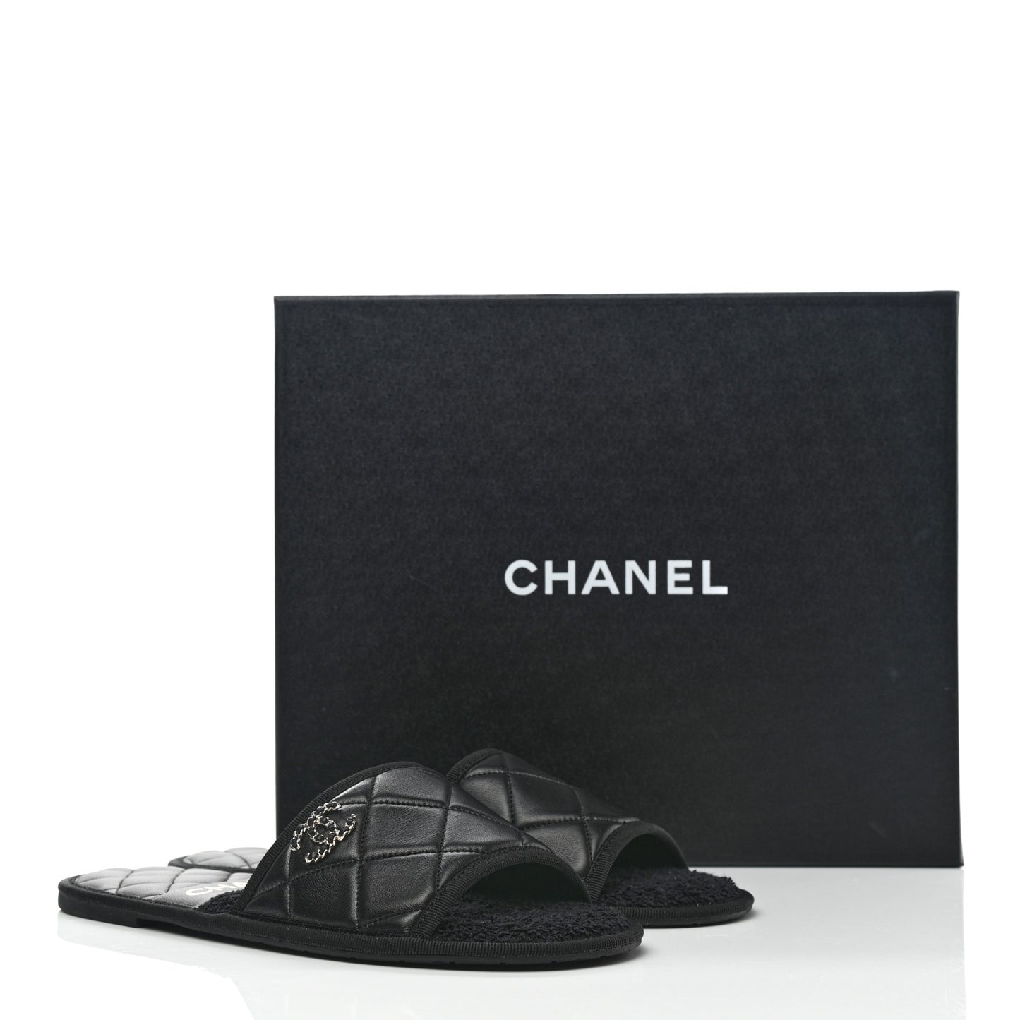Lambskin CC Flat Mules S Black