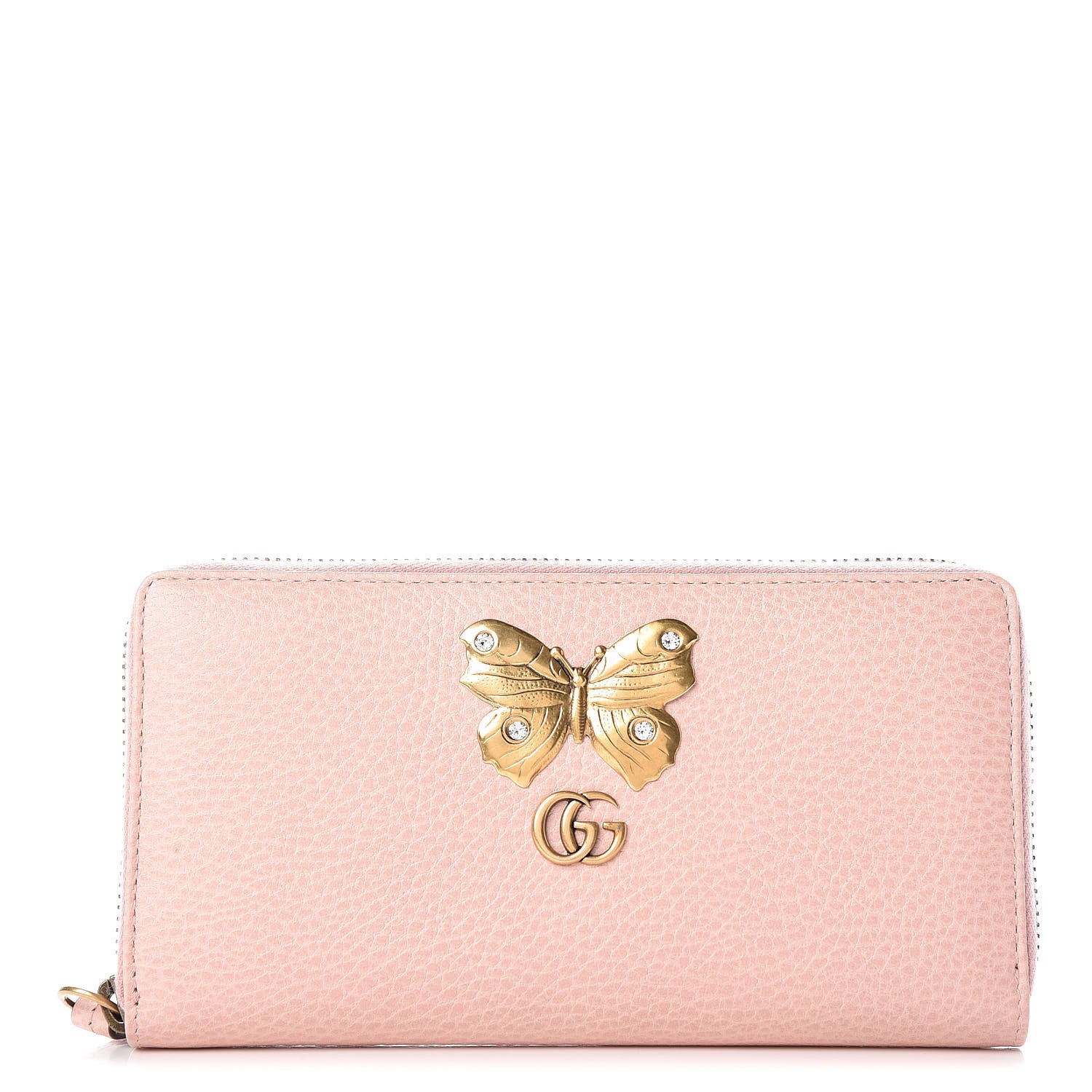 Gucci Calfskin Butterfly Farfalla Zip Around Wallet Perfect Pink 1 of 8