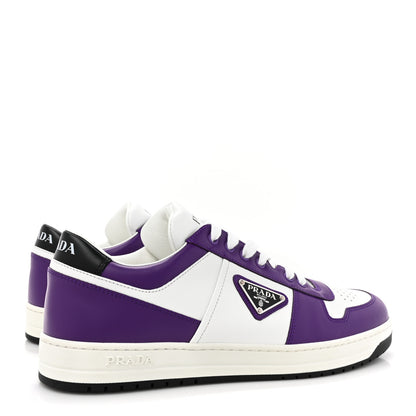 Prada Vitello Rois Metal Triangle Logo Mens Downtown Low Top Sneakers 7.5 White Ciclamino 5 of 11
