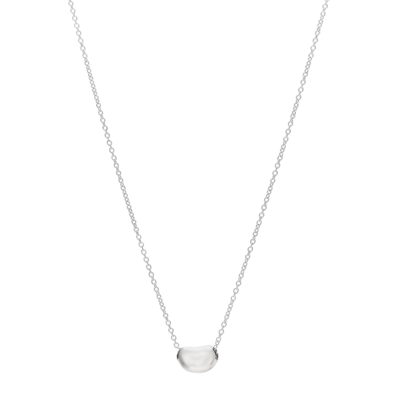 Tiffany Sterling Silver 9mm Elsa Peretti Bean Pendant Necklace 1 of 5