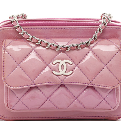 Chanel Patent Quilted Small Pocket Box Camera Case Purple 9 of 13